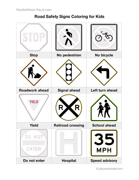 Free Printable Traffic Signs Coloring Pages